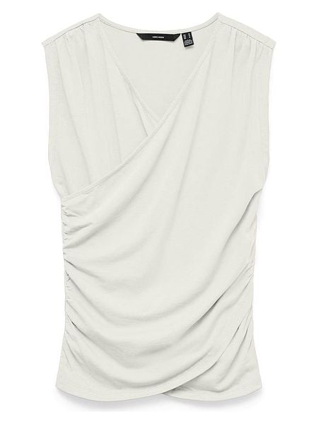 Vero Moda Bluzka w kolorze białym rozmiar: L. Białe bluzki Vero Moda, l, bez wzorów, bez kołnierzyka, bez ramiączek. Za 93.72 zł.