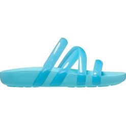 Sandały Kobieta Crocs Splash Glossy Strappy niebieski. Niebieskie sandały Crocs, bez wzorów, z materiału, eleganckie, bez obcasa, bez zapięcia. Za 246.60 zł.