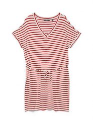 Vero Moda Sukienka w kolorze biało-czerwonym rozmiar: M. Białe sukienki Vero Moda, na co dzień, m, bez wzorów, z tkaniny, bez kołnierzyka, bez ramiączek, midi, proste. Za 103.45 zł.