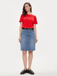 Tommy Hilfiger Spódnica jeansowa Melany WW0WW42881 Niebieski Regular Fit. Niebieskie spódnice TOMMY HILFIGER, bez wzorów, z bawełny. Za 239.99 zł.