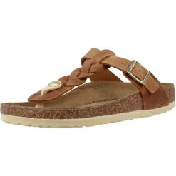 Japonki damskie Birkenstock Gizeh. Brązowe klapki Birkenstock, bez wzorów, z gumy, bez obcasa. Za 821.00 zł.