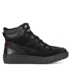 Botki Go Soft. Czarne botki GO SOFT, bez wzorów, bez obcasa, na płaskiej podeszwie, bez zapięcia. Za 259.99 zł.