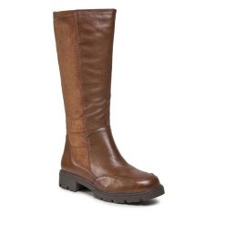 Kozaki Caprice. Brązowe kozaki Caprice, bez obcasa, na płaskiej podeszwie, bez zapięcia. Za 679.99 zł.