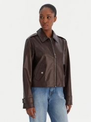 Calvin Klein Jeans Kurtka z imitacji skóry Moto LV047E501G Brązowy Regular Fit. Brązowe kurtki Calvin Klein Jeans, l, bez wzorów, z jeansu, bez kaptura. Za 849.99 zł.