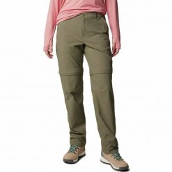 Spodnie z odpinanymi nogawkami damskie Columbia Leslie Falls Convertible Pant. Zielone spodnie sportowe Columbia, l, bez wzorów, trekkingowe. Za 319.99 zł.