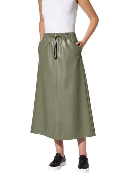 Heine Spódnica w kolorze khaki ze skóry syntetycznej rozmiar: 38. Brązowe spódnice Heine, na co dzień, bez wzorów, ze skóry, midi, proste. Za 82.64 zł.