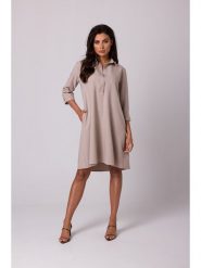 Be Wear Sukienka w kolorze beżowym rozmiar: XL. Brązowe sukienki Be Wear, xl, bez wzorów, bez kołnierzyka, bez ramiączek, midi, rozkloszowane. Za 211.31 zł.