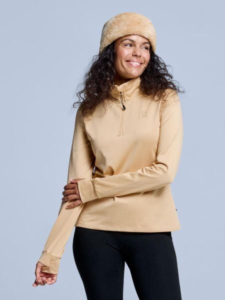 Bluza narciarska - Damskie - Arctic 2.0 - Warm Sand. Brązowe bluzy POEDERBAAS, l, bez wzorów, z elastanu, bez kaptura. Za 221.12 zł.