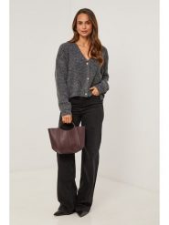 Soft Cashmere Kardigan w kolorze ciemnoszarym rozmiar: 38/40. Szare kardigany Soft Cashmere, bez wzorów, prążkowane. Za 247.99 zł.