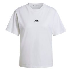 Koszulka damska adidas Essentials Small Logo. Białe bluzki Adidas, bez wzorów, bez kołnierzyka, bez ramiączek. Za 191.00 zł.