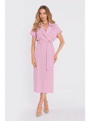 Made of emotion Sukienka w kolorze jasnoróżowym rozmiar: L. Różowe sukienki Made Of Emotion, l, bez wzorów, bez kołnierzyka, bez ramiączek, midi, kopertowe. Za 254.99 zł.