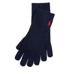 Rękawiczki Polo Ralph Lauren. Niebieskie rękawiczki Polo Ralph Lauren, bez wzorów, z dzianiny. Za 449.99 zł.