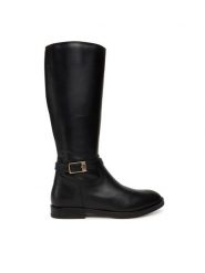 Tommy Hilfiger Kozaki T4A6-34037-0036 Czarny. Czarne kozaki TOMMY HILFIGER, ze skóry, bez obcasa, na płaskiej podeszwie, bez zapięcia. Za 839.99 zł.