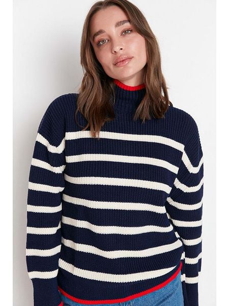 Trendyol Sweter w kolorze granatowym rozmiar: S. Niebieskie swetry Trendyol, s, bez wzorów, bez ramiączek. Za 46.95 zł.