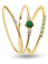 Les Petites Précieuses Pozłacane pierścionki (3 szt.) z kamieniami szlachetnymi rozmiar: 54. Zielone pierścionki Les Petites Précieuses, z diamentem, pozłacane. Za 404.99 zł.