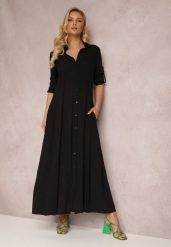 Czarna Sukienka Hillcrest. Czarne sukienki Renee, m, bez wzorów, bez kołnierzyka, bez ramiączek, maxi, koszulowe. Za 109.99 zł.