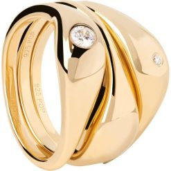 P D Paola Pierścionek P D Paola The New Essentials - pozłacany i 925 sterling silver i srebro Pierścionki 1 ct Damski. Szare pierścionki P D Paola, z cyrkonią, pozłacane. Za 560.99 zł.