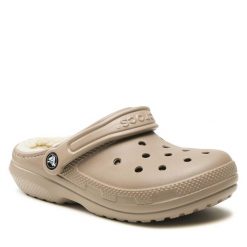 Klapki Crocs. Brązowe klapki Crocs, bez wzorów, bez obcasa. Za 239.99 zł.