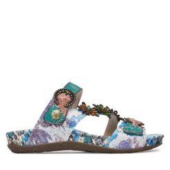 Klapki Laura Vita. Niebieskie klapki Laura Vita, bez wzorów, bez obcasa. Za 429.99 zł.