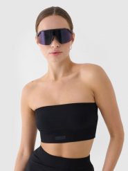 4F Crop top bandeau slim szybkoschnący damski - czarny XS/S. Czarne topy 4f, s, bez wzorów, z dzianiny, bez kołnierzyka, bez ramiączek. Za 29.99 zł.