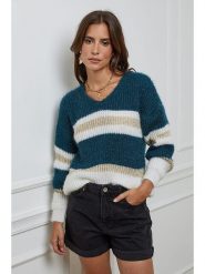 L'armoire de Suzette Sweter w kolorze morsko-białym rozmiar: 34/36. Niebieskie swetry L'armoire de Suzette, l, bez wzorów, ze splotem, bez ramiączek. Za 122.38 zł.