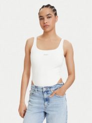 Tommy Jeans Body Metallic Logo DW0DW22311 Biały Slim Fit. Białe body Tommy Jeans, m, bez wzorów, z jeansu. Za 249.99 zł.