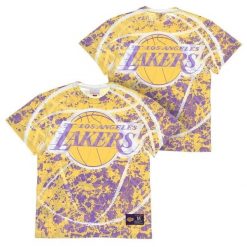 Koszulka Los Angeles Lakers NBA Jumbotron Submimated. Żółte bluzki Mitchell & Ness, bez wzorów, sportowe, bez kołnierzyka, bez ramiączek. Za 256.50 zł.