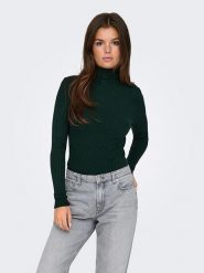 ONLY Golf w kolorze ciemnozielonym rozmiar: XL. Zielone golfy Only, xl, bez wzorów, prążkowane, bez ramiączek. Za 92.42 zł.