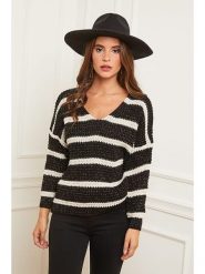 L'armoire de Suzette Sweter w kolorze czarno-białym rozmiar: 38/40. Czarne swetry L'armoire de Suzette, l, bez wzorów, bez ramiączek. Za 156.98 zł.