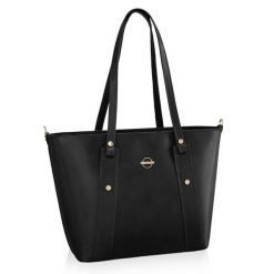 Shopperka skórzana BETLEWSKI BVP-127 czarna. Czarne shopper Betlewski, bez wzorów, ze skóry, bez dodatków. Za 429.99 zł.