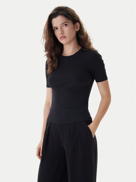 Calvin Klein T-Shirt LV044D246G Czarny Slim Fit. Czarne t-shirty Calvin Klein, xl, bez wzorów, bez kołnierzyka, bez ramiączek. Za 289.99 zł.