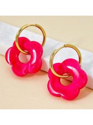 LA CHIQUITA Pozłacane kolczyki-kreole "Flower Drunk" rozmiar: onesize. Różowe kolczyki LA CHIQUITA, pozłacane. Za 109.26 zł.