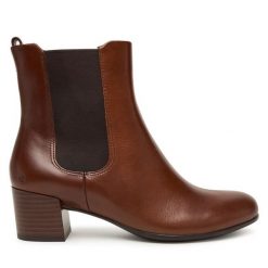 Botki ECCO. Brązowe botki ecco, bez wzorów, bez obcasa, na słupku, bez zapięcia. Za 699.99 zł.