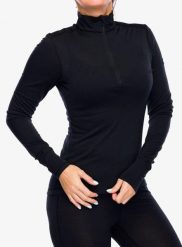 Bluza termoaktywna damska Super.natural Tundra 175 Zip 1/4. Czarne bluzy super.natural, l, bez wzorów, z materiału, bez kaptura. Za 362.99 zł.