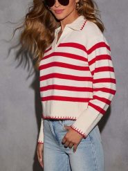 Milan Kiss Sweter w kolorze kremowo-czerwonym rozmiar: XL. Brązowe swetry Milan Kiss, xl, bez wzorów, bez ramiączek. Za 152.99 zł.