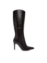 Nine West Kozaki CEO-SL95027 01 Brązowy ciemny. Brązowe kozaki Nine West, ze skóry, bez obcasa, na szpilce, bez zapięcia. Za 329.99 zł.