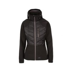 Trespass Elvira - Damski softshell czarny. Czarne kurtki sportowe Trespass, bez wzorów, z softshellu, bez kaptura, do jazdy konnej. Za 254.15 zł.