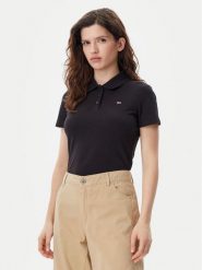 Tommy Jeans Polo Essential DW0DW20160 Czarny Slim Fit. Czarne koszulki polo Tommy Jeans, m, bez wzorów, z bawełny, bez kołnierzyka, bez ramiączek. Za 179.99 zł.