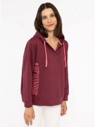Zwillingsherz Bluza "Smile" w kolorze bordowym rozmiar: S/M. Czerwone bluzy Zwillingsherz, m, bez wzorów, z kapturem. Za 196.45 zł.