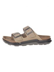 Birkenstock Skórzane klapki "Arizona" w kolorze beżowym rozmiar: 41. Brązowe klapki Birkenstock, bez wzorów, z otwartym noskiem, bez obcasa. Za 460.12 zł.