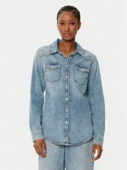 Tommy Hilfiger Koszula jeansowa WW0WW43730 Niebieski Slim Fit. Niebieskie koszule TOMMY HILFIGER, bez wzorów, z bawełny, bez kołnierzyka, bez ramiączek. Za 389.99 zł.