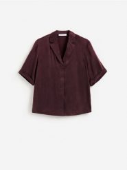 Koszula z cupro i wiskozy - mahoniowy. Brązowe koszule Reserved, l, bez wzorów, z tkaniny, bez kołnierzyka, bez ramiączek. Za 149.99 zł.