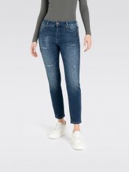 MAC Dżinsy "New Jersey" - Skinny fit - w kolorze niebieskim rozmiar: 40. Niebieskie jeansy MAC, z aplikacjami. Za 316.24 zł.