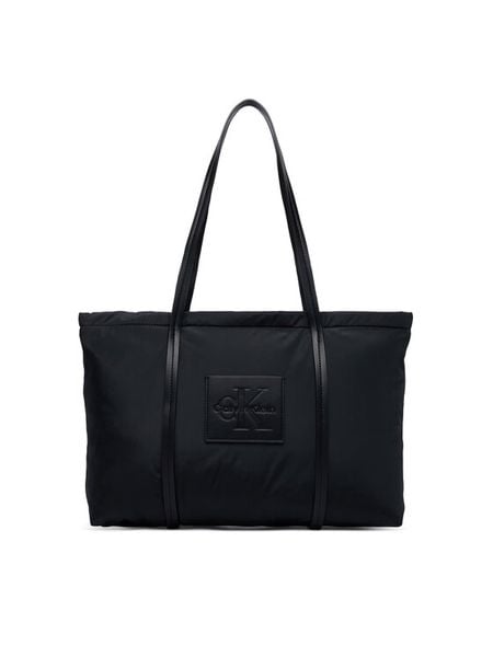 Calvin Klein Torebka Medium Tote LV04F3869G Czarny. Czarne shopper Calvin Klein, bez wzorów, z materiału, bez dodatków. Za 449.99 zł.