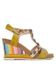 Laura Vita Sandały Balade 35 Żółty. Żółte sandały Laura Vita, bez wzorów, ze skóry, bez obcasa, na koturnie, bez zapięcia. Za 429.99 zł.