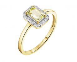 Pierścionek z żółtego złota z diamentami i kwarcem Lemon - próba 585. Żółte pierścionki Apart, z diamentem, złote. Za 2,490.00 zł.