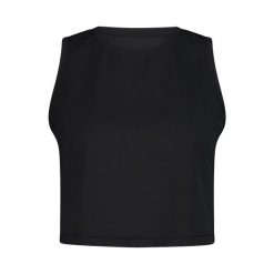 Damski crop top CMP Sara. Czarne topy CMP, bez wzorów, bez kołnierzyka, bez ramiączek. Za 192.00 zł.