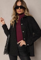 Czarna Koszula z Bawełny na Guziki z Cyrkoniami Nerellia. Czarne koszule Renee, l, z aplikacjami, z bawełny, eleganckie, bez kołnierzyka, bez ramiączek. Za 129.99 zł.