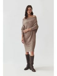 TATUUM Sukienka dzianinowa w kolorze brązowym rozmiar: XL. Brązowe sukienki Tatuum, xl, bez wzorów, z dzianiny, bez kołnierzyka, bez ramiączek, midi. Za 178.79 zł.