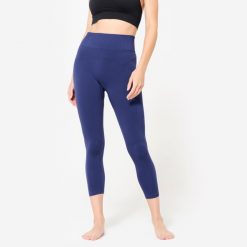 Legginsy do jogi damskie Kimjaly 7/8. Niebieskie legginsy DOMYOS, xl, bez wzorów, z elastanu, z podwyższonym stanem. Za 149.99 zł.
